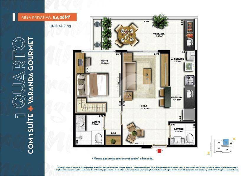  - QUARTO E SALA EM PIRATININGA -  VARANDA GOURMET