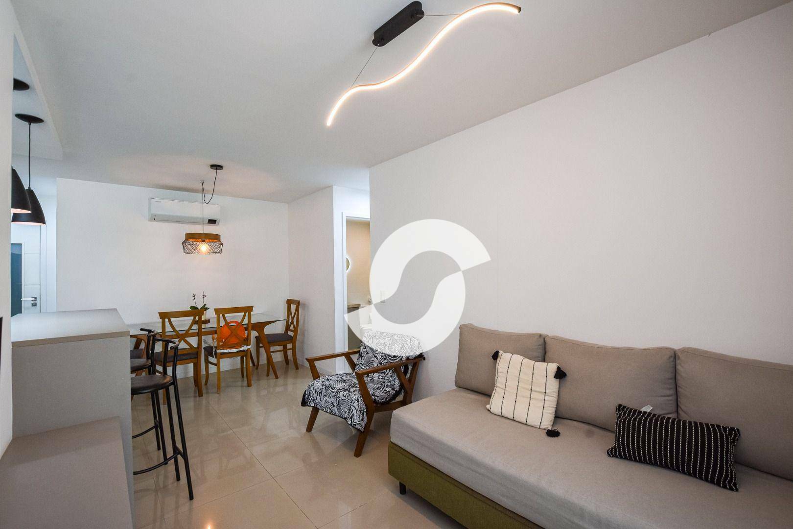  - Apartamento todo montado em Santa Rosa com 1 dormitório à venda, 53 m² por R$ 530.000 - Santa Rosa - Niterói/RJ